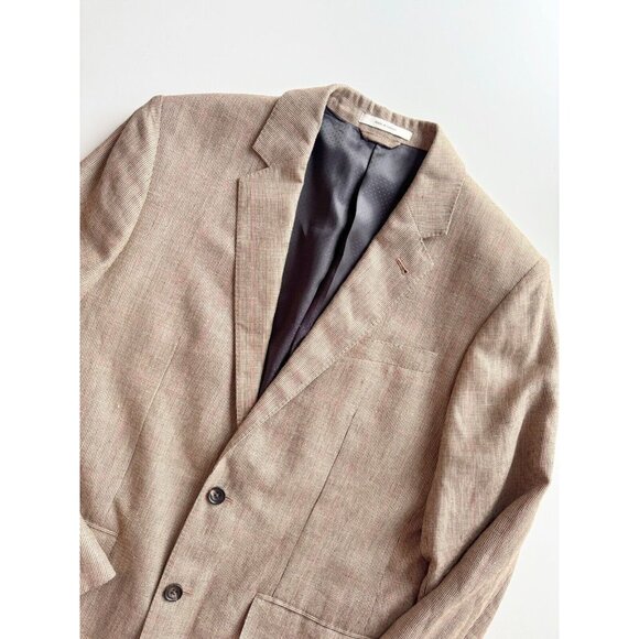 Men's CLUB MONACO Grant Fit Brown Wool Linen Blend Sport Coat Blazer, Size 42L - Picture 4 of 16